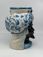 Teste di Moro Persia Ceramica Caltagirone cm H.30 L.22 Artigianale Decorazione Barocco Blu DD CERAMICHE SICILIANE
