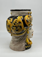 Teste di Moro Persia Ceramica Caltagirone cm H.30 L.22 Artigianale Decorazione Barocco Nero - DD CERAMICHE SICILIANE