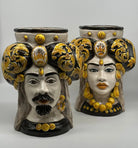 Teste di Moro Persia Ceramica Caltagirone cm H.30 L.22 Artigianale Decorazione Barocco Nero - TESTA DI MORO