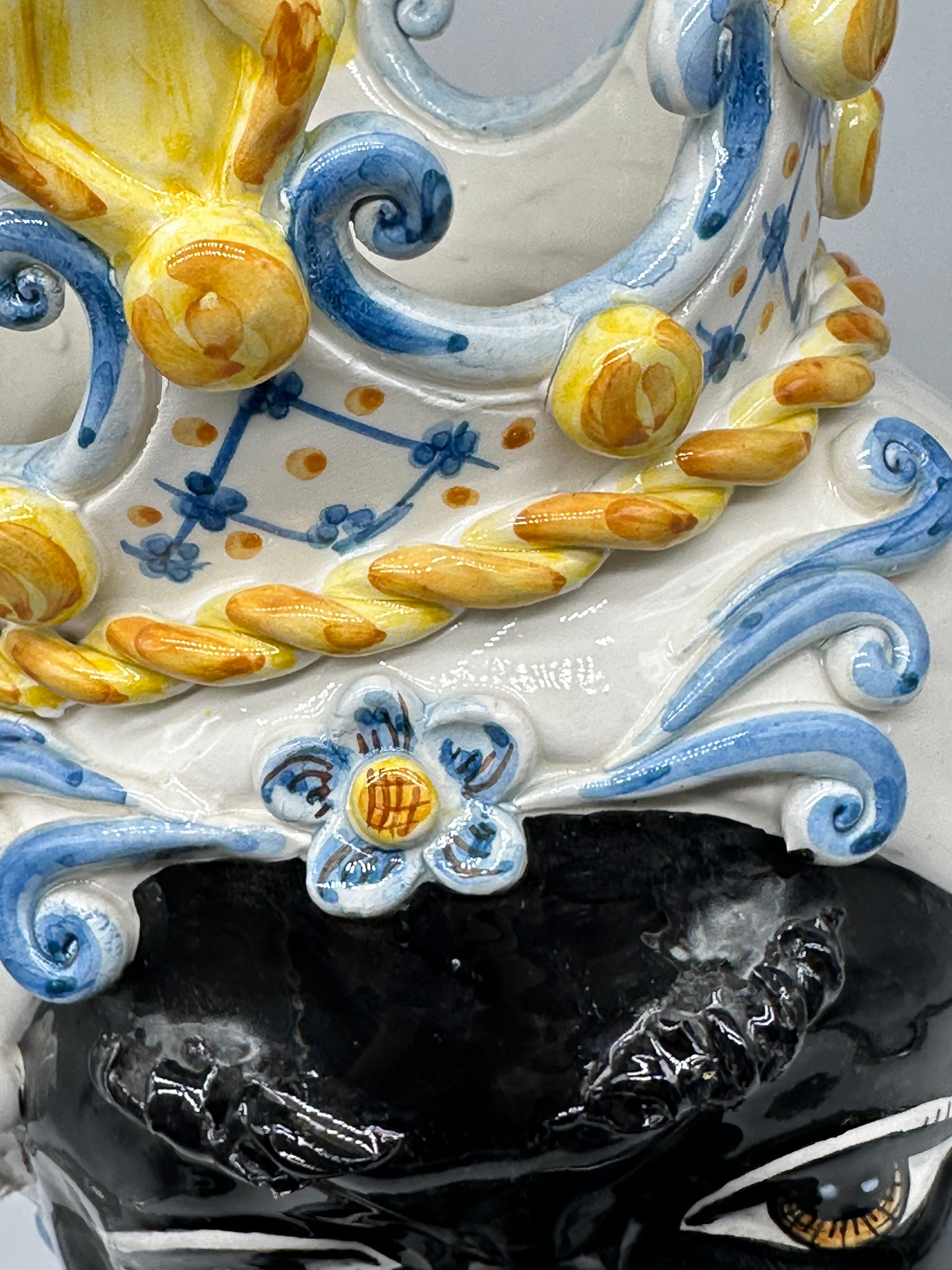 Teste di Moro Poseidon Ceramica Caltagirone cm H.40 L.23 Artigianale - TESTE DI MORO