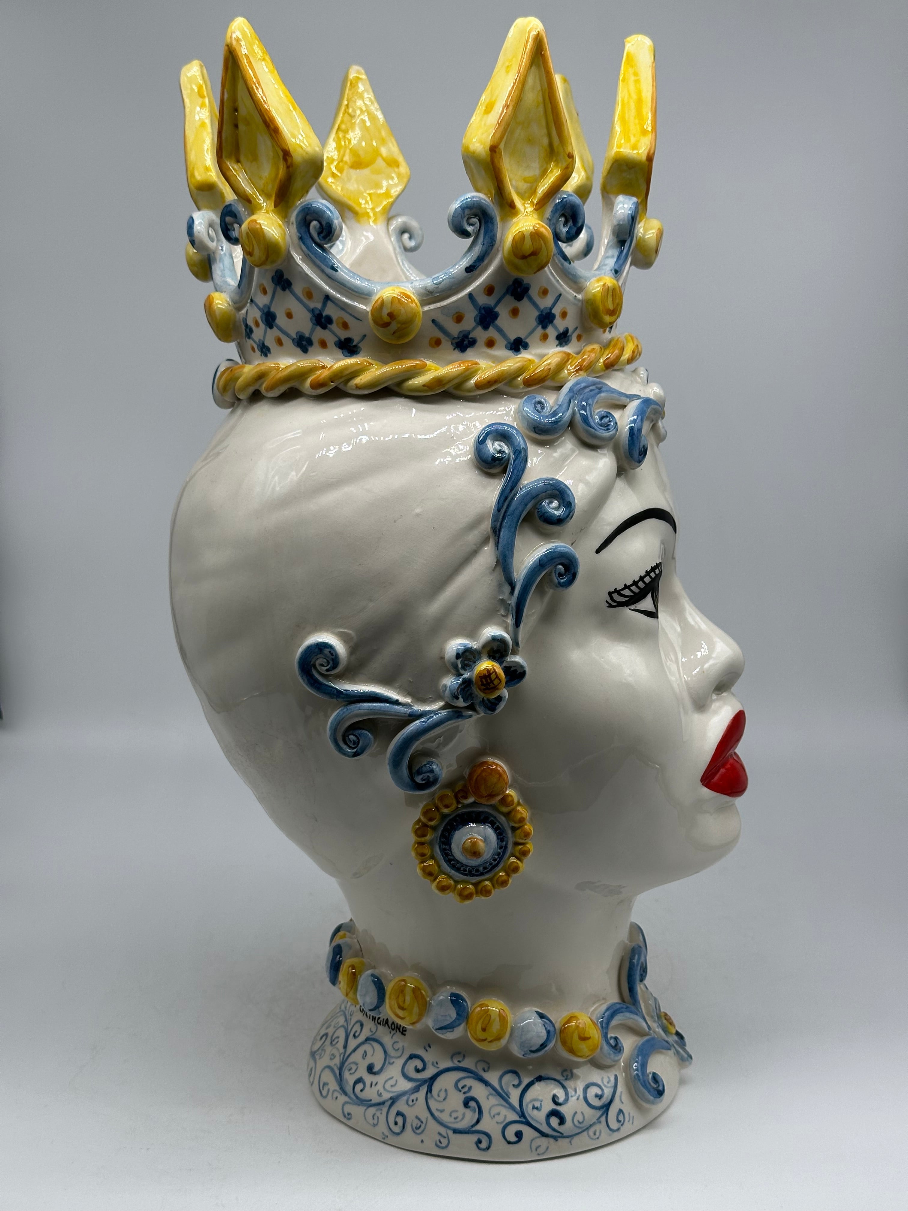 Teste di Moro Poseidon Ceramica Caltagirone cm H.40 L.23 Artigianale - TESTE DI MORO