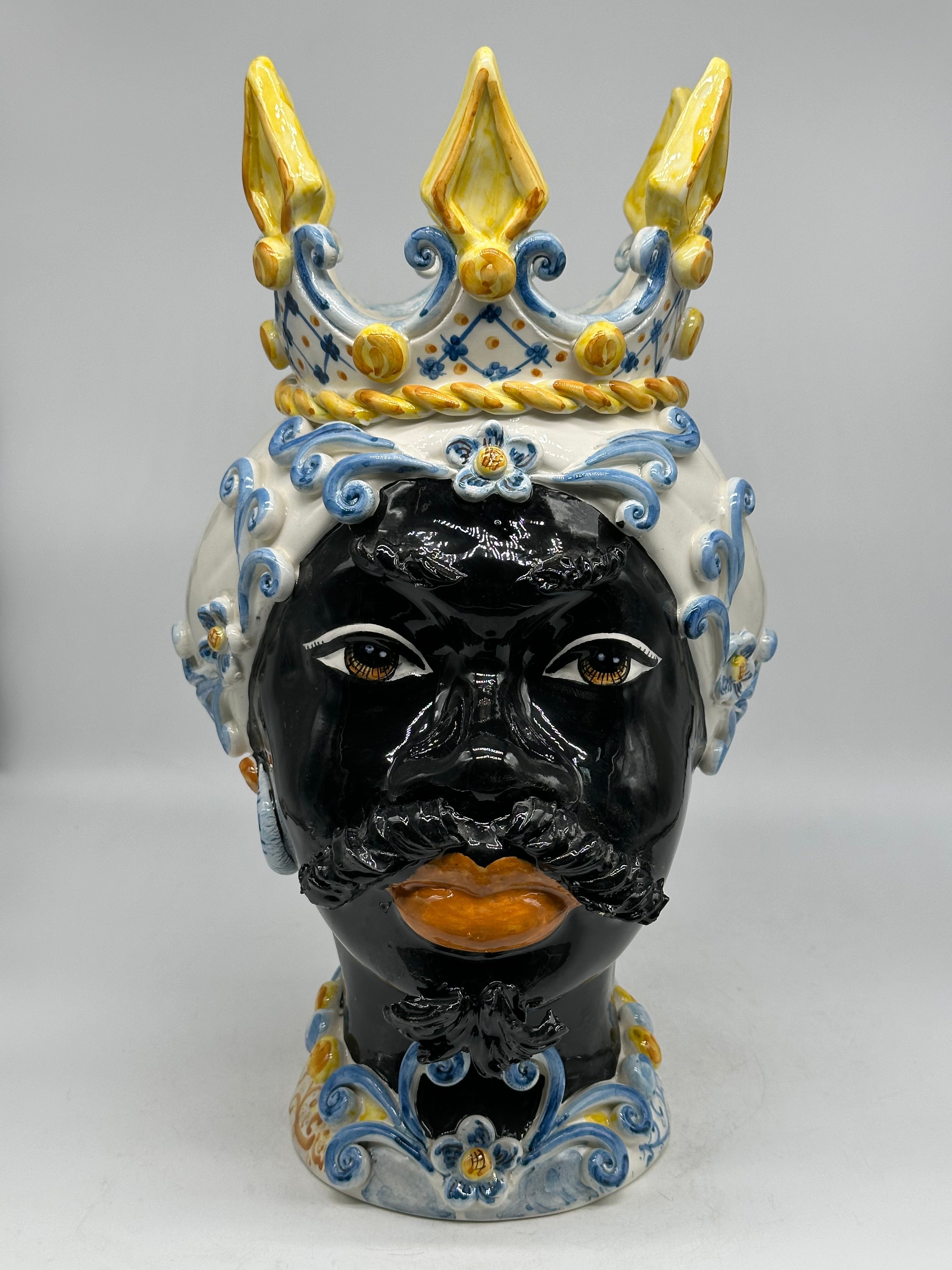 Teste di Moro Poseidon Ceramica Caltagirone cm H.40 L.23 Artigianale - Uomo - TESTE DI MORO