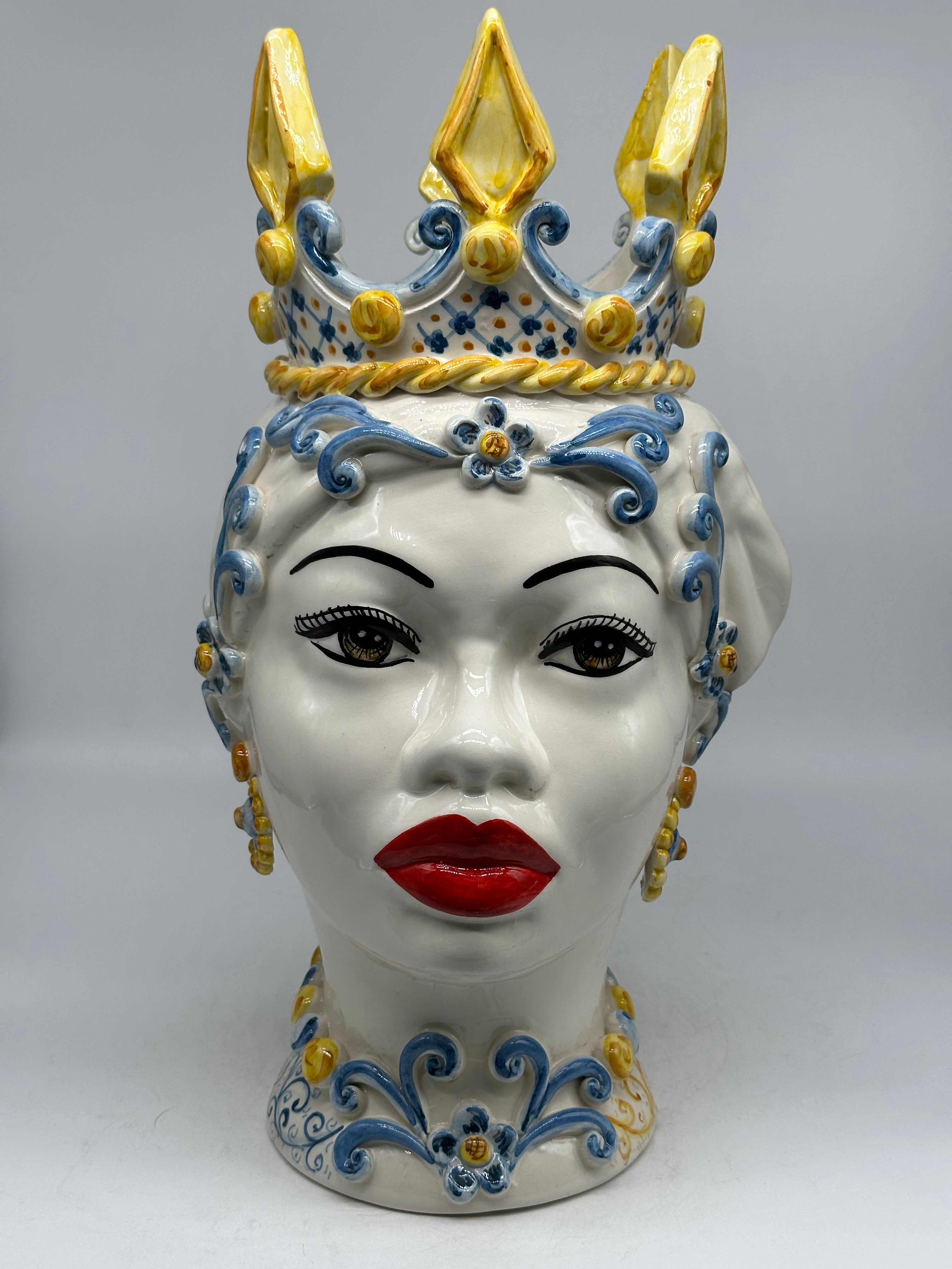 Teste di Moro Poseidon Ceramica Caltagirone cm H.40 L.23 Artigianale - Donna - TESTE DI MORO