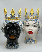 Teste di Moro Poseidon Ceramica Caltagirone cm H.40 L.23 Artigianale - TESTE DI MORO