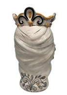 Teste di Moro Saturno Ceramica Caltagirone cm H.37 L.22 Artigianale Barocco Ocra Nero - DD CERAMICHE SICILIANE