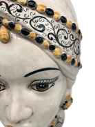 Teste di Moro Saturno Ceramica Caltagirone cm H.37 L.22 Artigianale Barocco Ocra Nero - DD CERAMICHE SICILIANE