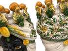 Teste di Moro Seicento Ceramica Caltagirone cm H.30 L.20 Artigianale Verde Giallo - DD CERAMICHE SICILIANE