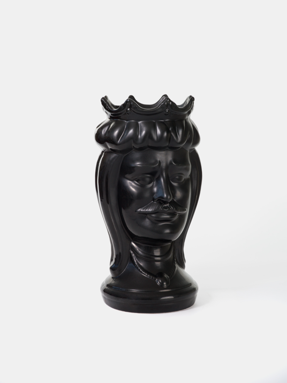 Teste di Moro Sinus TDS cm H.34 Ceramica Caltagirone Artigianale Nero - TESTE DI MORO