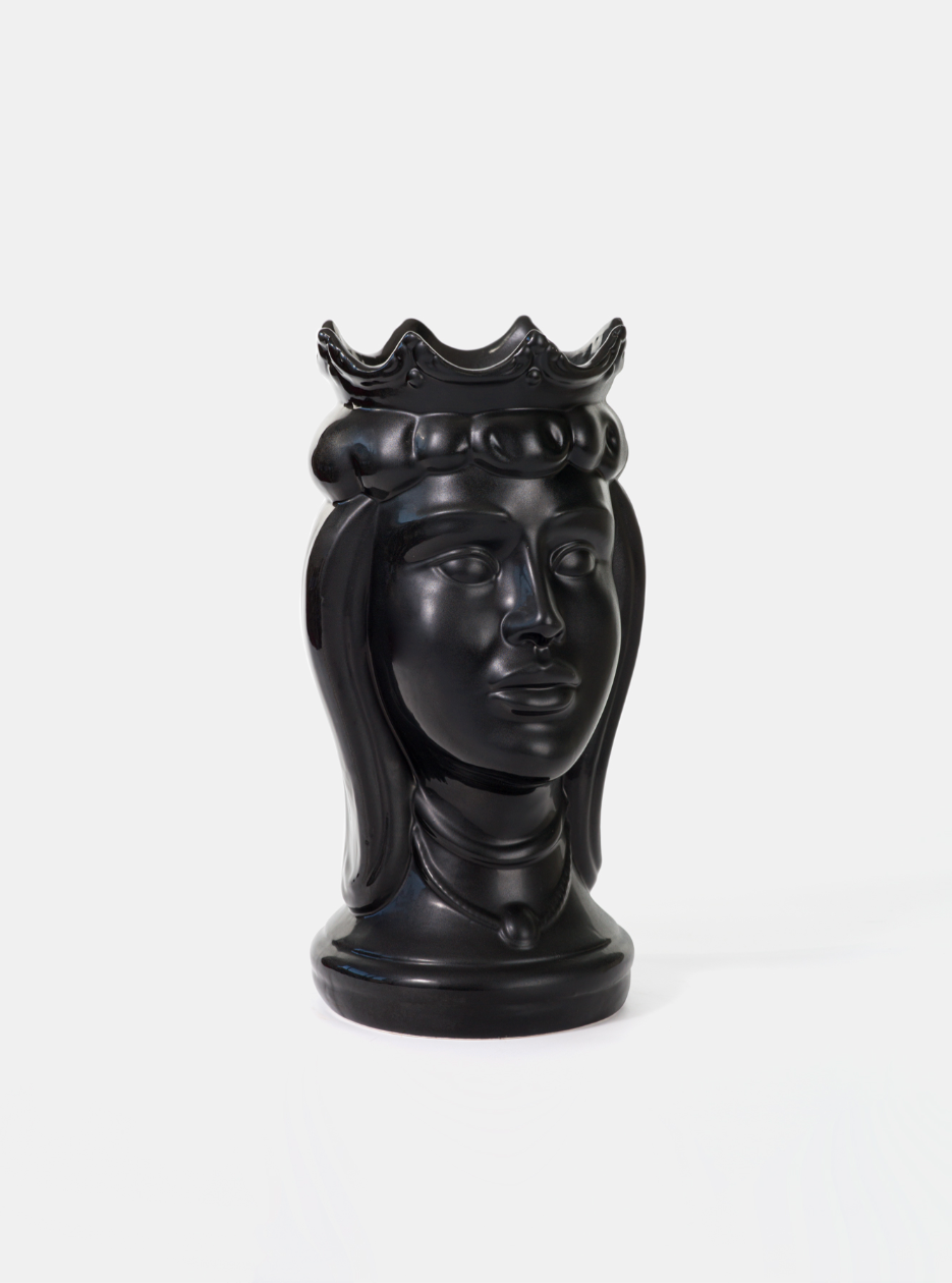 Teste di Moro Sinus TDS cm H.34 Ceramica Caltagirone Artigianale Nero - TESTE DI MORO