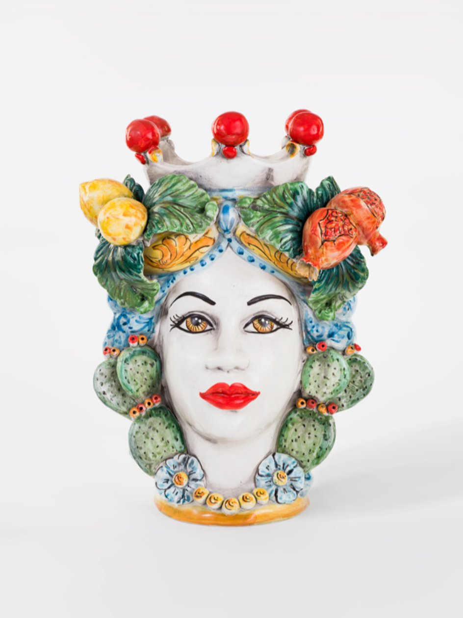 Teste di Moro TDS Frutta e Pale Fichi d’India Ceramica Caltagirone cm H.43 Artigianale - Donna - TESTE DI MORO