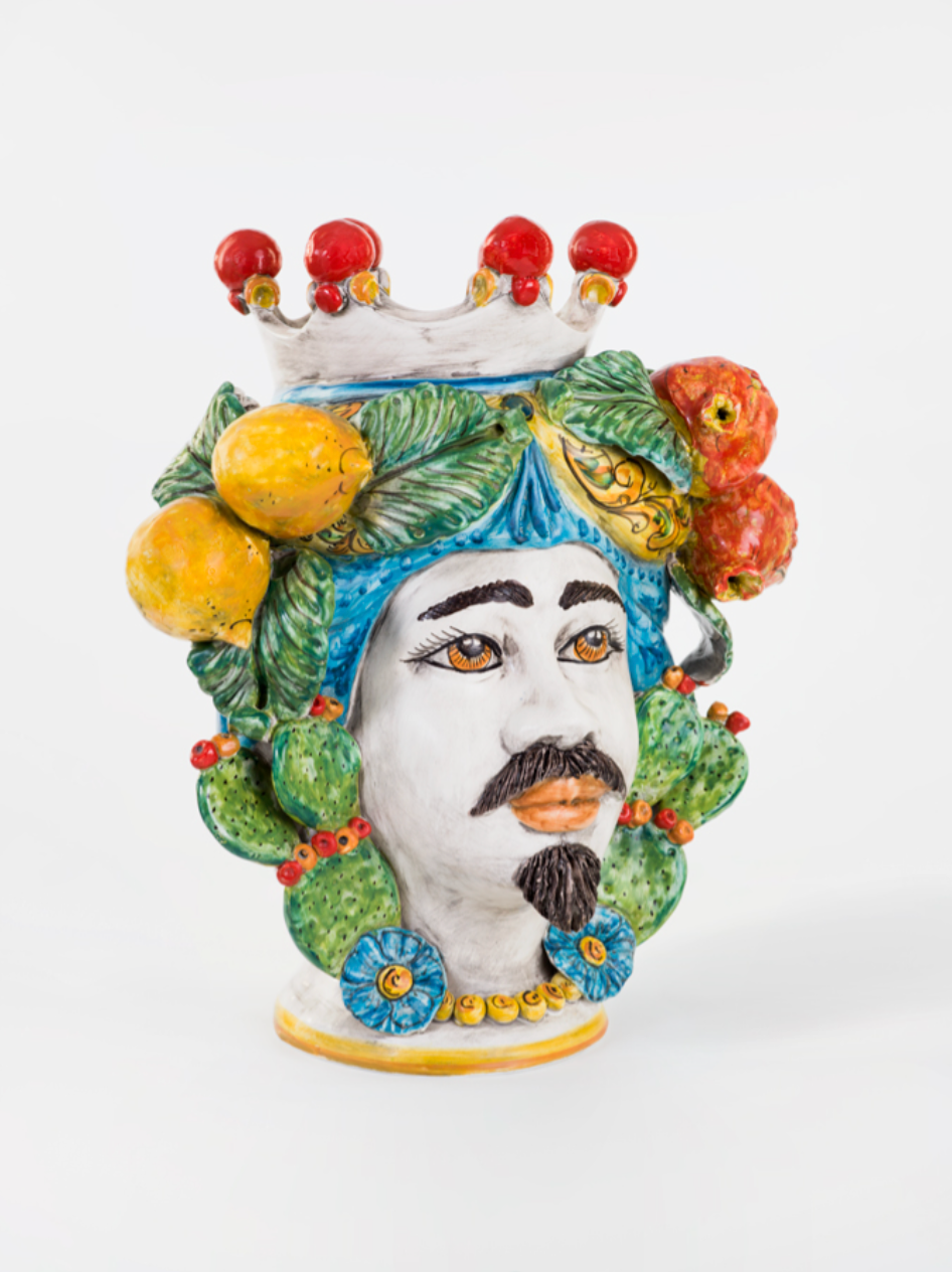 Teste di Moro TDS Frutta e Pale Fichi d’India Ceramica Caltagirone cm H.43 Artigianale - TESTE DI MORO