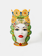 Teste di Moro TDS Ruote Carretto e Fichi d’India Ceramica Caltagirone cm H.45 L.28 Artigianale - Donna - TESTE DI MORO