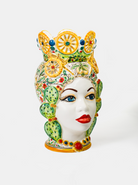 Teste di Moro TDS Ruote Carretto e Fichi d’India Ceramica Caltagirone cm H.45 L.28 Artigianale - TESTE DI MORO