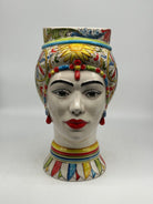 Teste di Moro Token Ceramica Caltagirone cm H.31 L.18 Artigianale Decoro “Carretto” - DD CERAMICHE SICILIANE