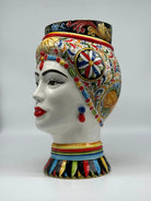 Teste di Moro Token Ceramica Caltagirone cm H.31 L.18 Artigianale Decoro “Carretto” DD CERAMICHE SICILIANE