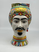 Teste di Moro Token Ceramica Caltagirone cm H.31 L.18 Artigianale Decoro “Carretto” - DD CERAMICHE SICILIANE