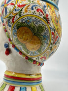 Teste di Moro Token Ceramica Caltagirone cm H.31 L.18 Artigianale Decoro “Carretto” - DD CERAMICHE SICILIANE