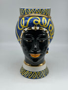 Teste di Moro Token Ceramica Caltagirone cm H.31 L.18 Artigianale Blu Giallo - Uomo - TESTE DI MORO