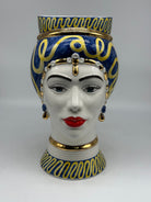 Teste di Moro Token Ceramica Caltagirone cm H.31 L.18 Artigianale Blu Giallo - Donna - TESTE DI MORO