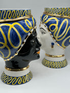 Teste di Moro Token Ceramica Caltagirone cm H.31 L.18 Artigianale Blu Giallo - TESTE DI MORO