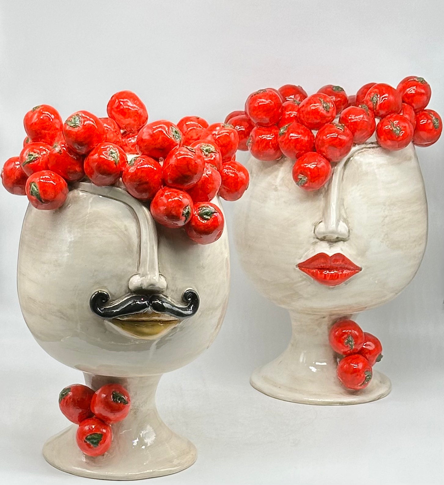 Teste di Moro Tomato Ceramica Caltagirone cm H.38 L.26 Artigianale - TESTE DI MORO