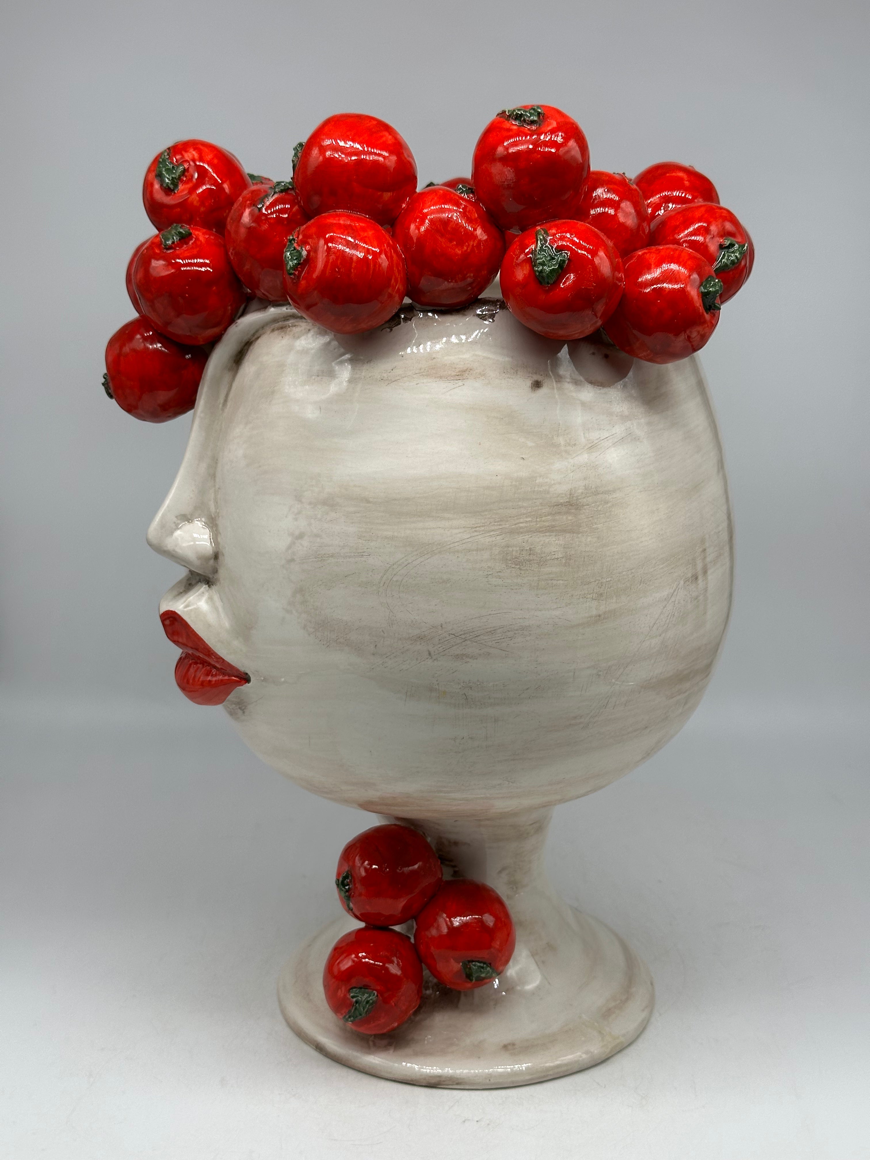 Teste di Moro Tomato Ceramica Caltagirone cm H.38 L.26 Artigianale - TESTE DI MORO