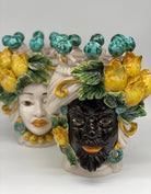 Teste di Moro Tulipani Ceramica Caltagirone cm H.30 L.23 Artigianale - DD CERAMICHE SICILIANE