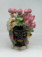 Teste di Moro Tulipani Rosa Ceramica Caltagirone cm H.30 L.23 Artigianale - Uomo - TESTA DI MORO