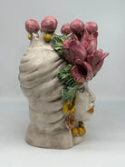 Teste di Moro Tulipani Rosa Ceramica Caltagirone cm H.30 L.23 Artigianale - TESTA DI MORO