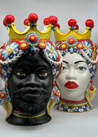 Teste Di Moro Zefiro Ceramica Caltagirone Cm H.43 L.26 Artigianale Serie "Carretto"