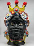 Teste Di Moro Zefiro Ceramica Caltagirone Cm H.43 L.26 Artigianale Serie "Carretto"