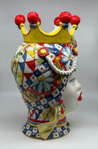 Teste Di Moro Zefiro Ceramica Caltagirone Cm H.43 L.26 Artigianale Serie "Carretto"