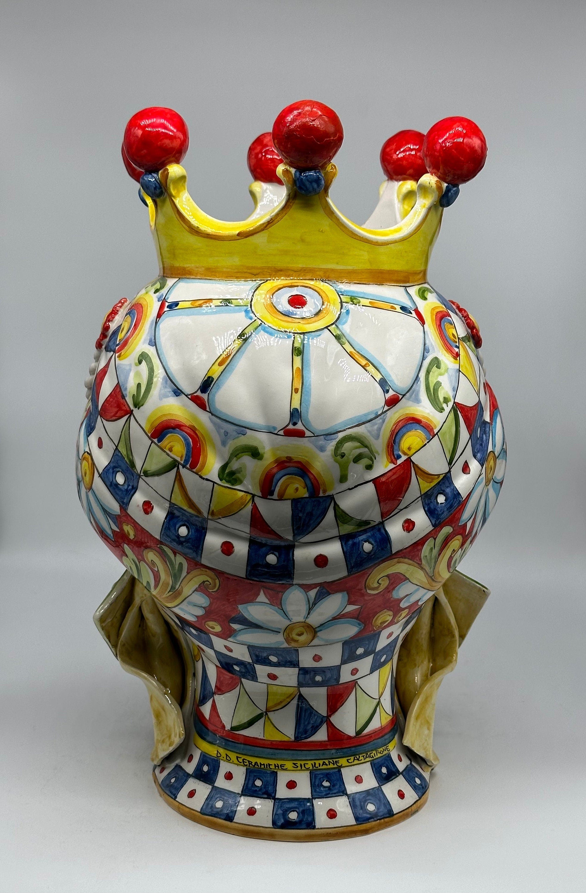 Teste Di Moro Zefiro Ceramica Caltagirone Cm H.43 L.26 Artigianale Serie "Carretto"