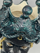 Teste di Moro Zefiro Ceramica Caltagirone cm H.43 L.26 Artigianale Verde Nero Oro DD CERAMICHE SICILIANE