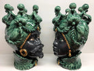 Teste di Moro Zefiro Ceramica Caltagirone cm H.43 L.26 Artigianale Verde Nero Oro DD CERAMICHE SICILIANE