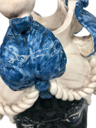 Teste di Moro Zefiro Ceramica Caltagirone cm H.43 L.26 Artigianale Écru Foglie Blu - DD CERAMICHE SICILIANE