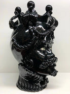 Teste di Moro Zefiro Ceramica Caltagirone cm H.43 L.26 Artigianale Nero Lucido Occhi Verde DD CERAMICHE SICILIANE