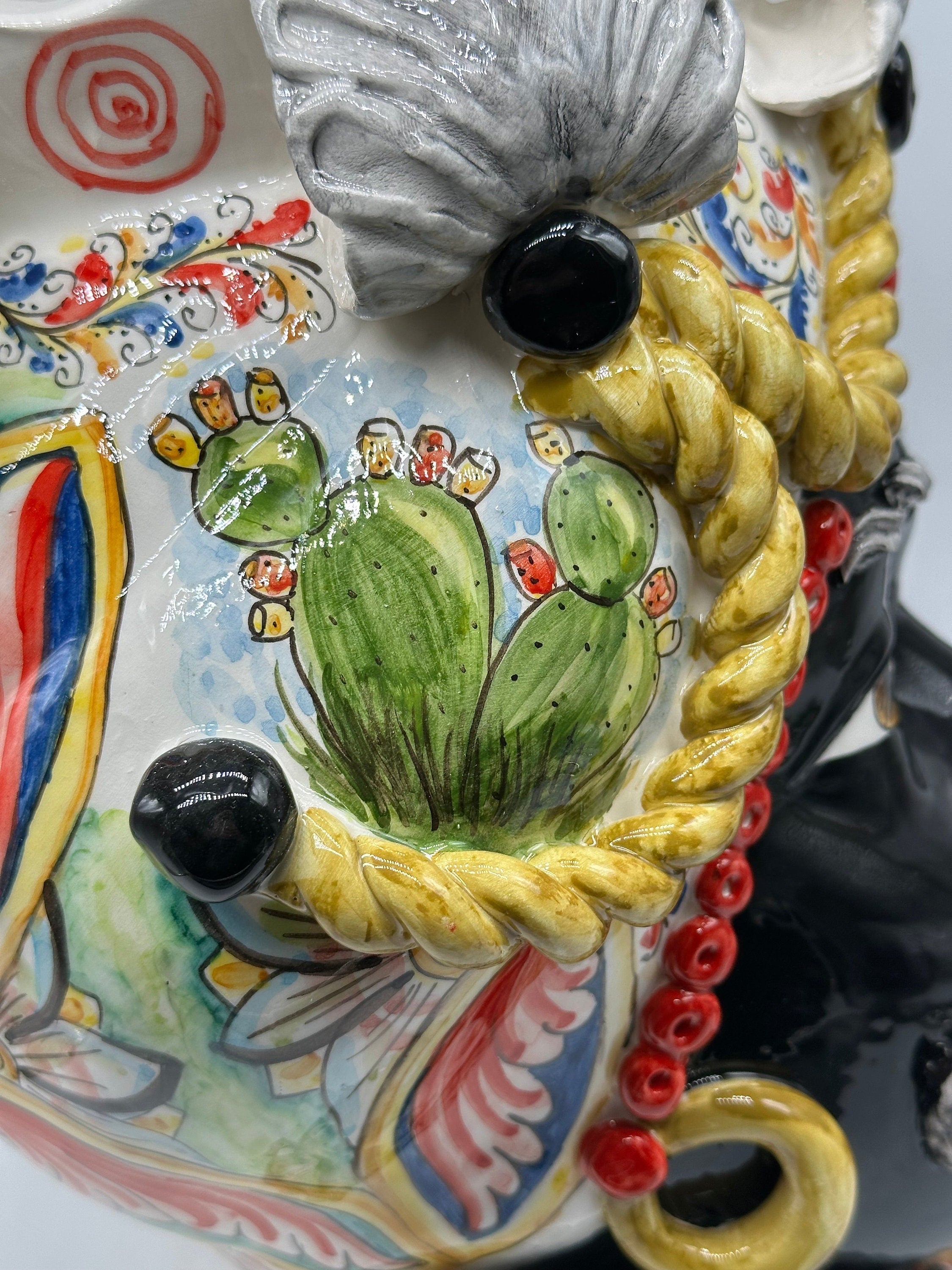 Teste Di Moro Zefiro Ceramica Caltagirone Cm H.43 L.26 Artigianale Serie Sicilia