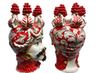 Teste di Moro Zefiro Corona Pigne Ceramica Caltagirone cm H.48 L.28 Artigianale Rosso - DD CERAMICHE SICILIANE