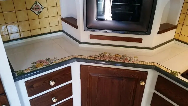 Top per Cucina Pietra Lavica Decoro Fiori - TOP PIETRA LAVICA