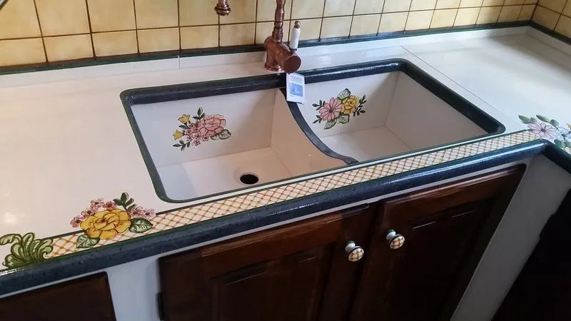 Top per Cucina Pietra Lavica Decoro Fiori - TOP PIETRA LAVICA