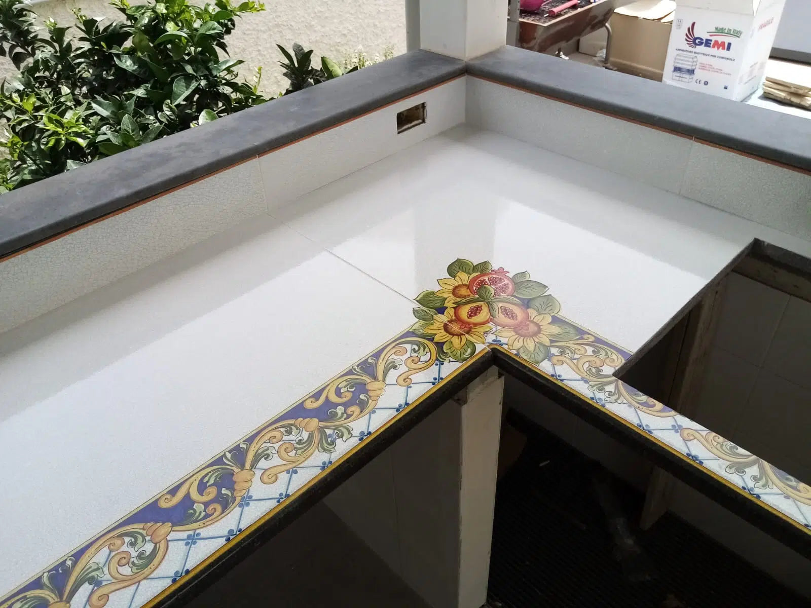 Top per Cucina Pietra Lavica Decoro Floreale - TOP PIETRA LAVICA