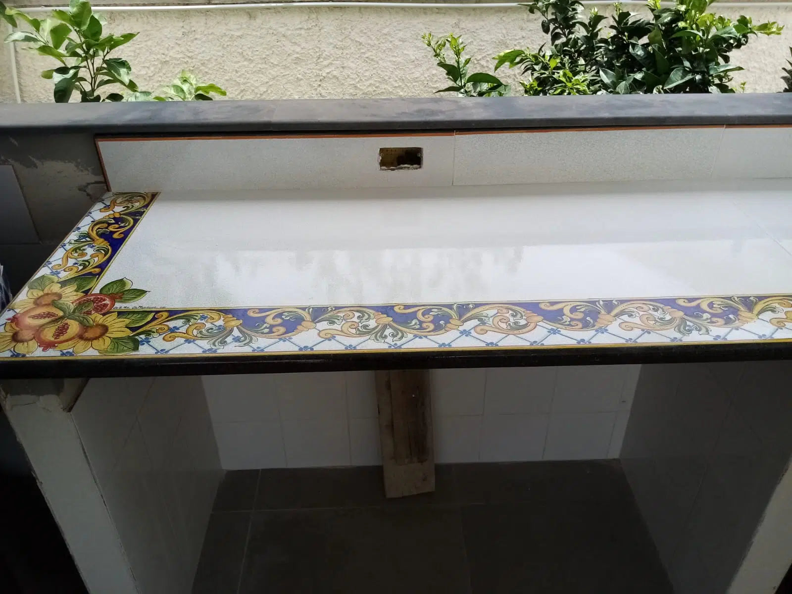 Top per Cucina Pietra Lavica Decoro Floreale - TOP PIETRA LAVICA