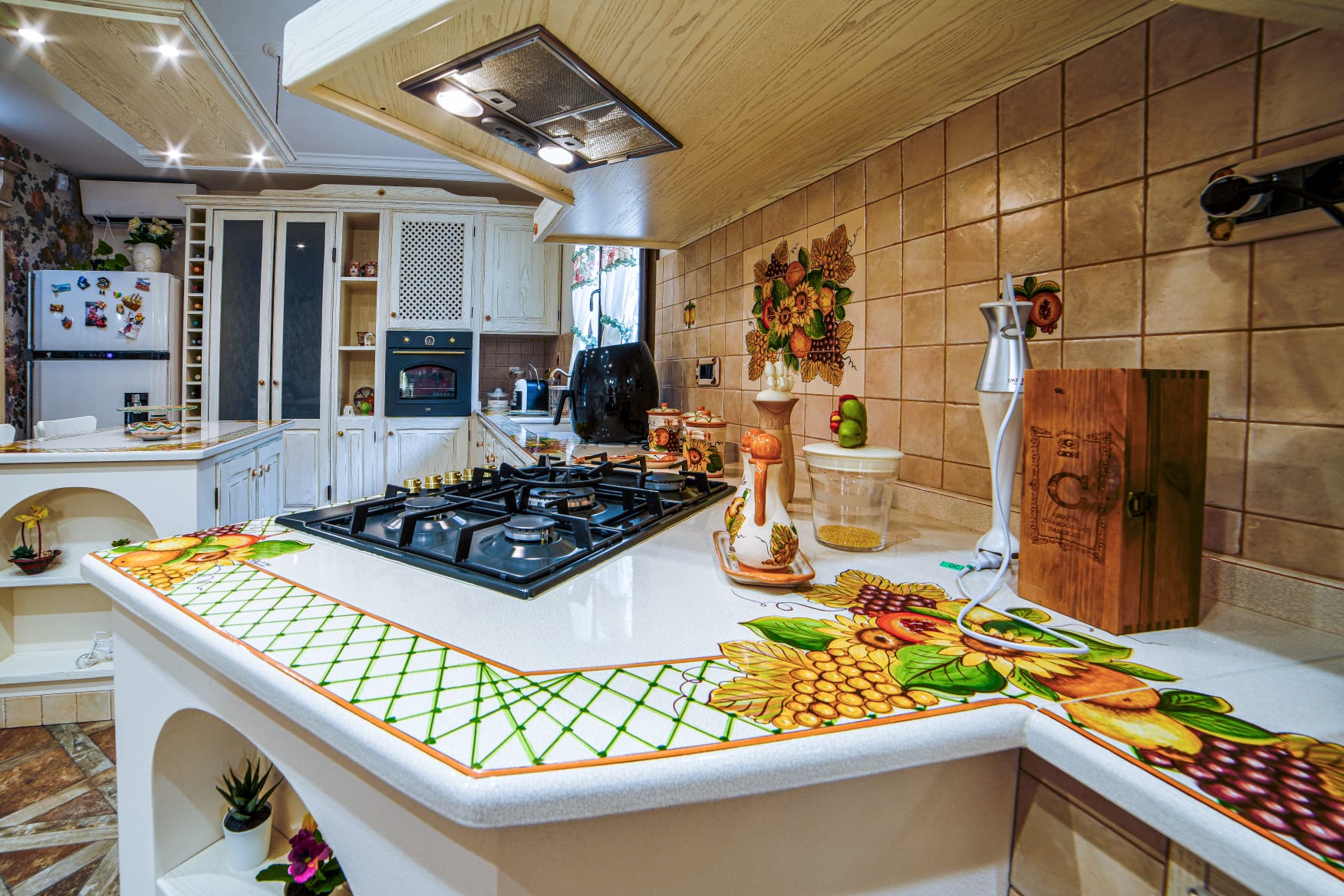 Top per Cucina Pietra Lavica Decoro Frutta con Rete - TOP PIETRA LAVICA