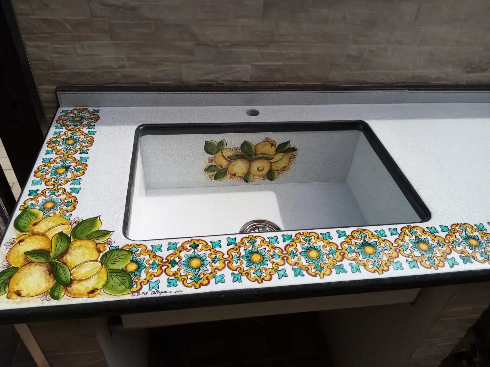 Top per Cucina Pietra Lavica Decoro Limoni - TOP PIETRA LAVICA