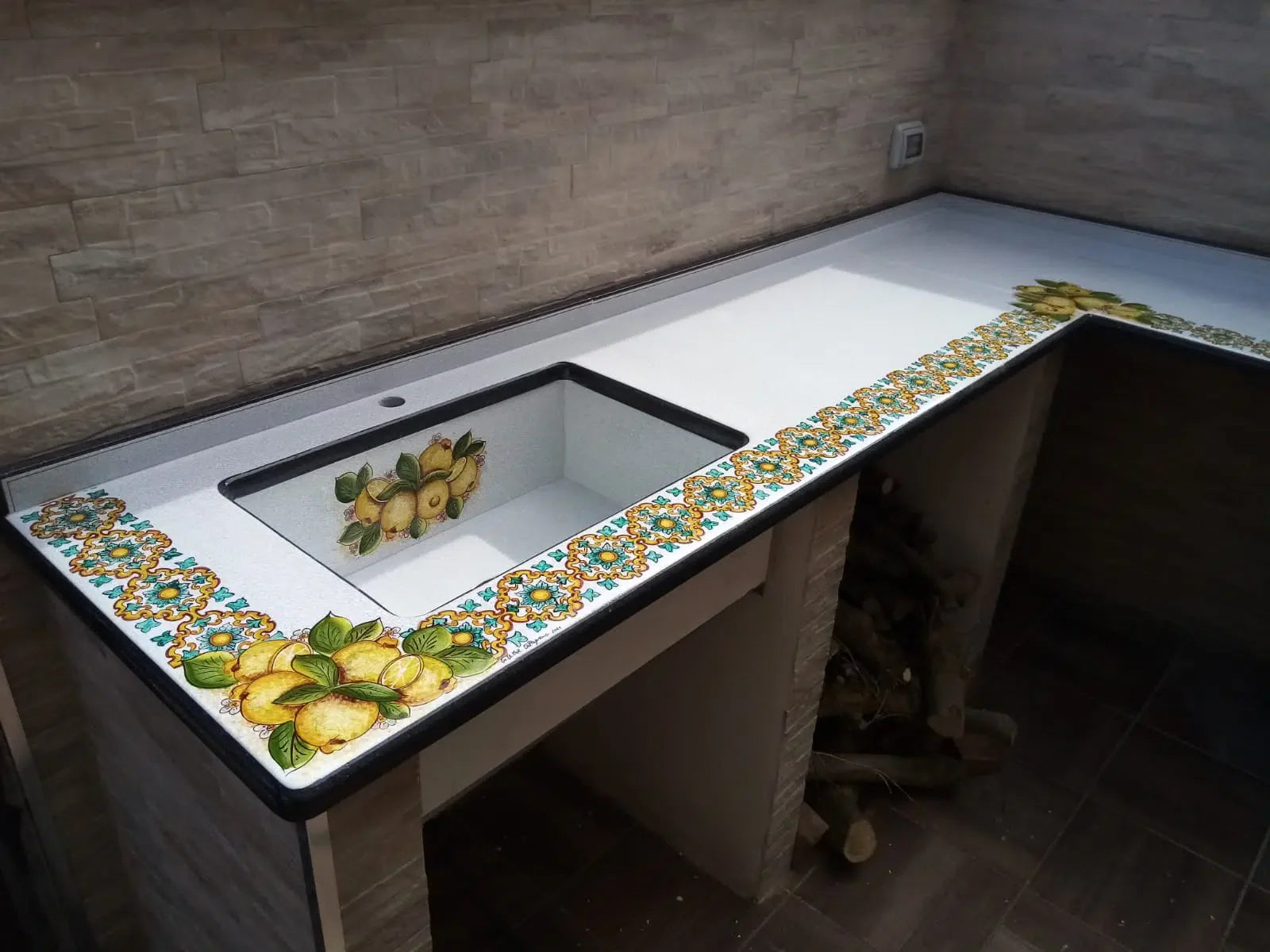 Top per Cucina Pietra Lavica Decoro Limoni - TOP PIETRA LAVICA