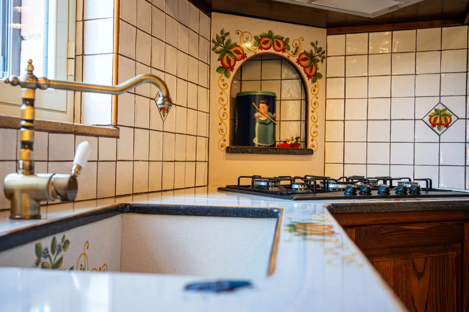 Top per Cucina Pietra Lavica Decoro Melograno - TOP PIETRA LAVICA