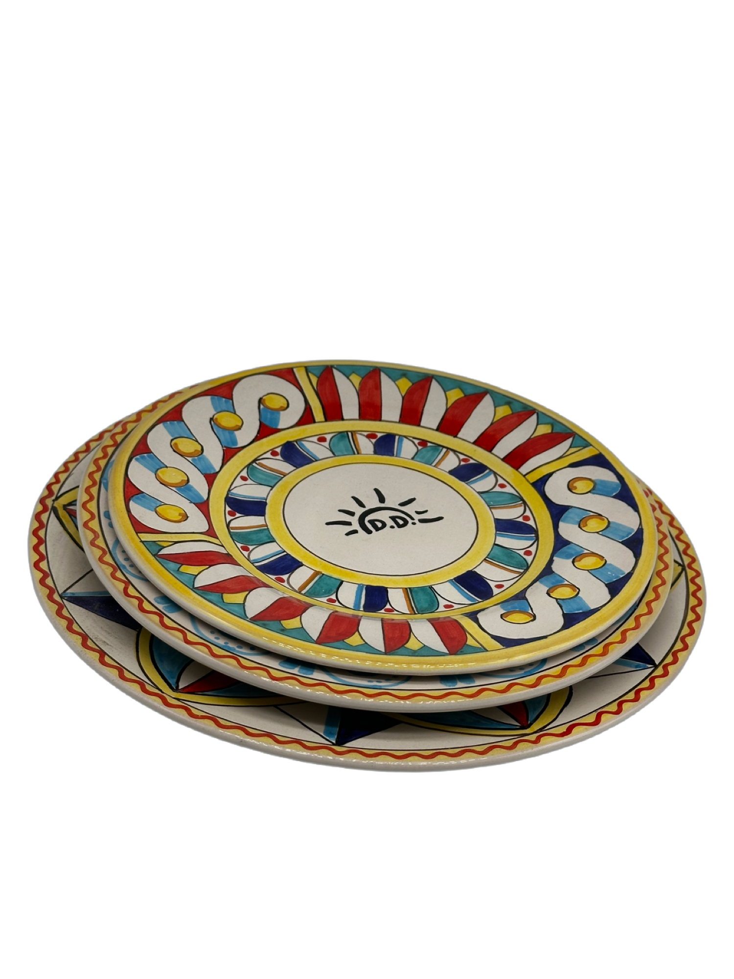 Tris Piatti Uso Alimentare Ceramica Caltagirone - Colò - PIATTI SERVIZIO