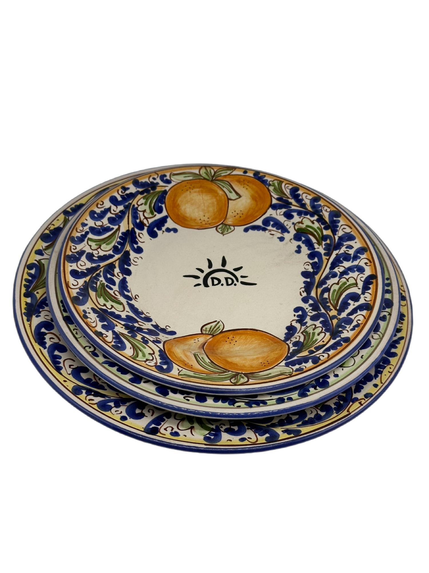 Tris Piatti Uso Alimentare Ceramica Caltagirone - Frutti - PIATTI SERVIZIO