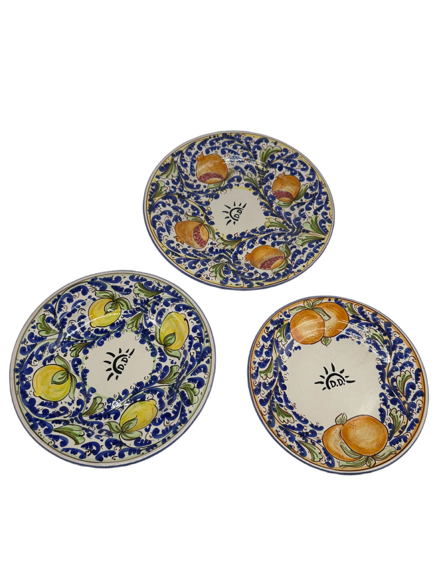 Tris Piatti Uso Alimentare Ceramica Caltagirone - Frutti - PIATTI SERVIZIO